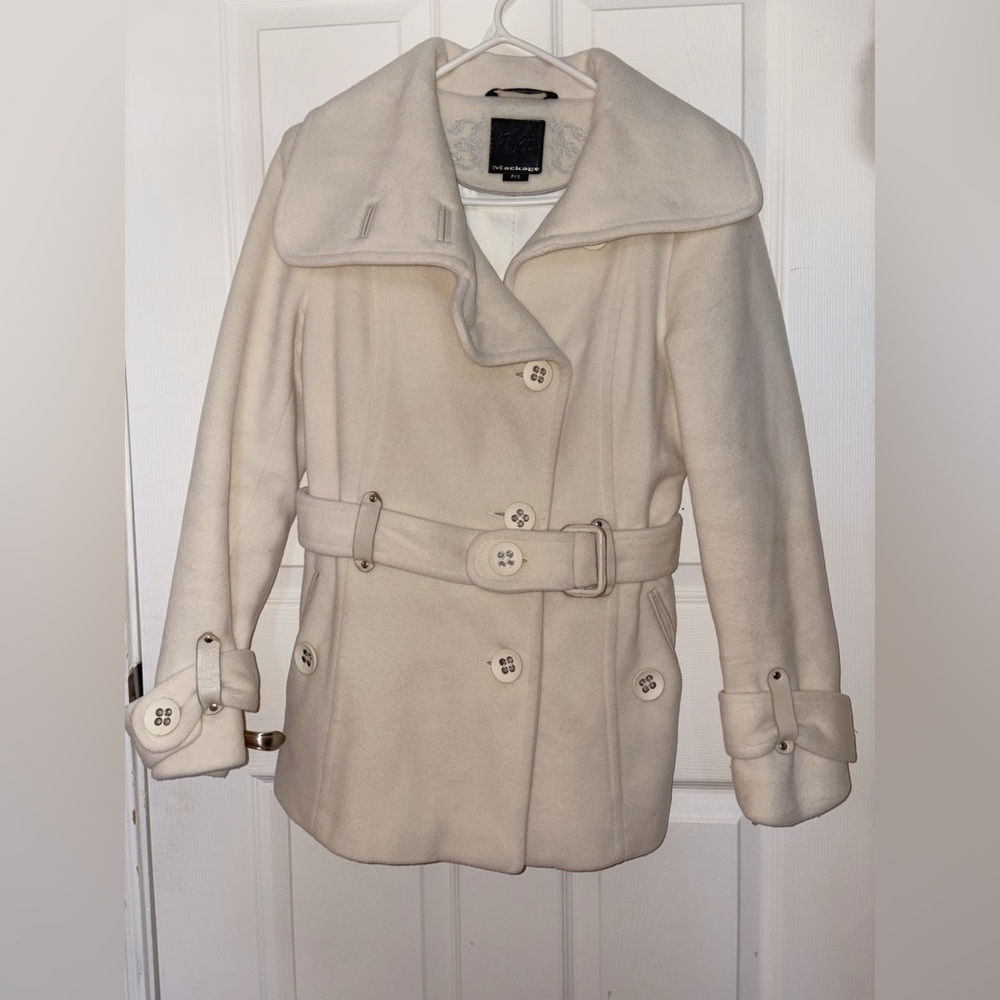 Mackage Canadian-Made Cream Wool Coat Size S